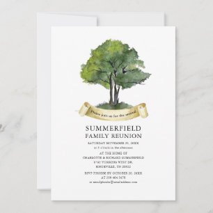 Modern Family Reunion Tree Watercolor Typography Invitation