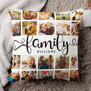 Modern Family Script 20 Photo Collage Chic Stylish Cushion