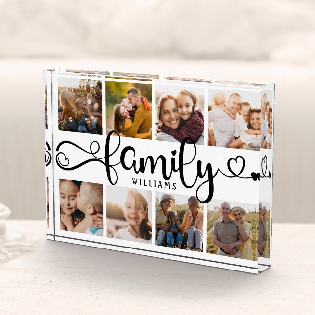 Modern Family Script Collage Chic 8 Photo Block (Creator Uploaded)