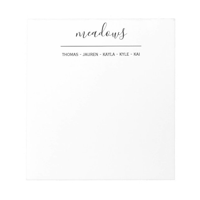 Modern Family Script Name Simple Notepad (Front)