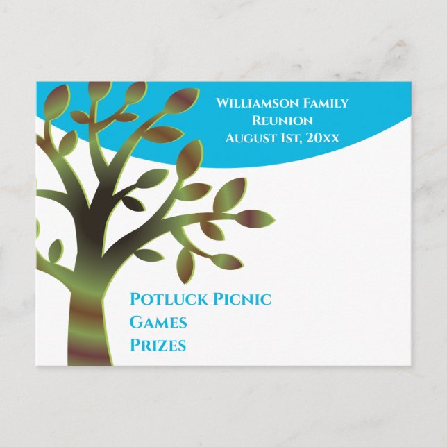 Modern Family Tree Family Reunion Invitation Postcard (Front)