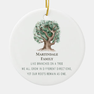 Modern Family Tree Reunion Monogrammed Ceramic Ornament