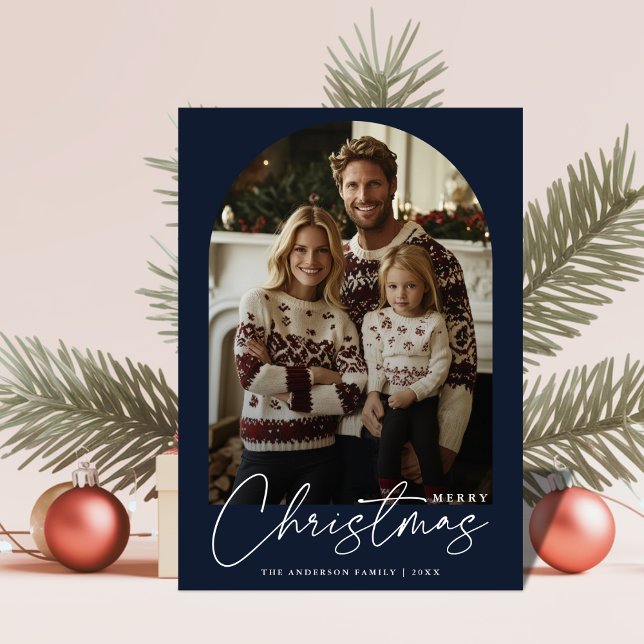 Modern Family Ugly Sweater Christmas Arch Photo  Holiday Card (Creator Uploaded)