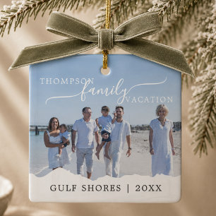 Modern Family Vacation Photo Ornament