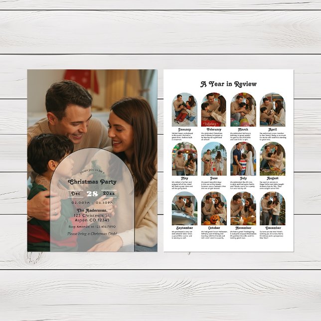 Modern Family Year in Review Photo Christmas Party Invitation (Modern Family Year in Review Photo Christmas Party Invitation)