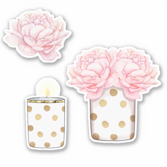 Modern Fancy Girly Cute Pink Gold Dots Floral (Front)