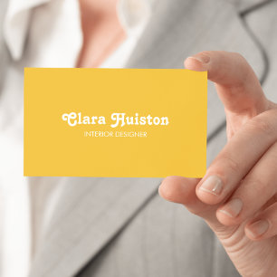 Modern Fancy Mustard Yellow Script White Business Card