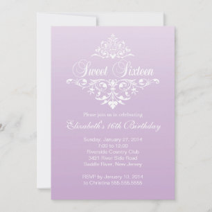Modern Fancy Purple Sweet Sixteen Birthday Party Invitation