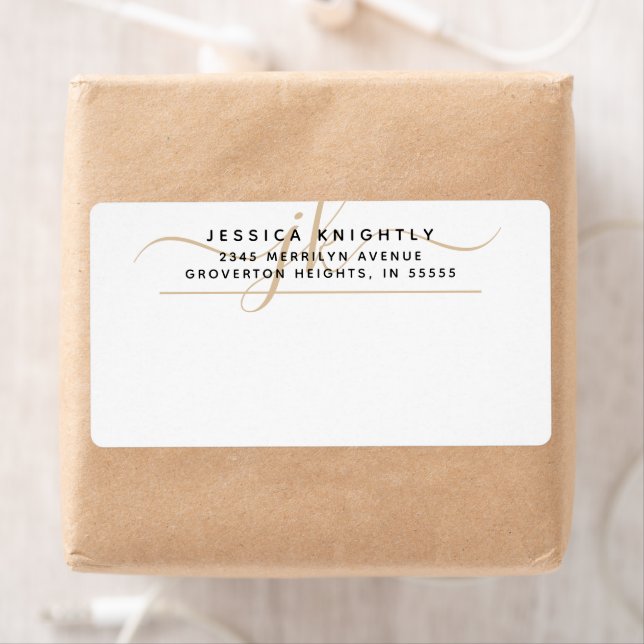 Modern Fancy Script Gold Monogram Initials (Insitu)