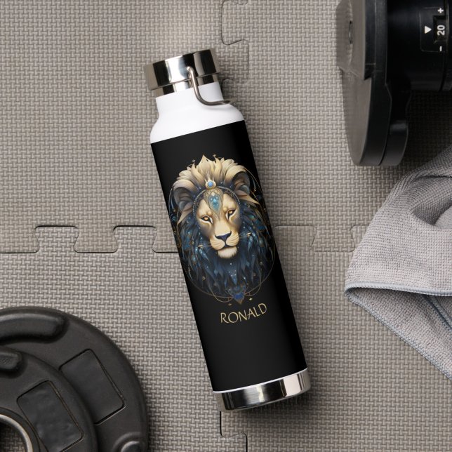 Modern Fantasy Lion Zodiac Star Sign Name Leo Water Bottle (Creator Uploaded)