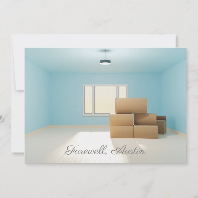 Modern Farewell City New Home Address Room Moving Announcement (Front)
