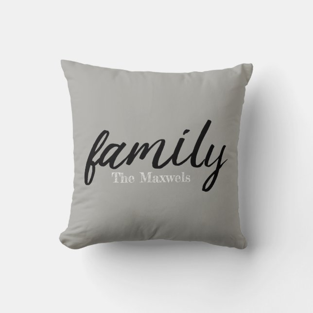Modern Farm Family Monogramed Throw Pillow (Front)
