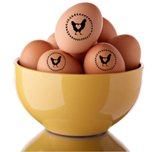 Modern Farm Fresh Chicken Egg Love Sign Rubber Stamp