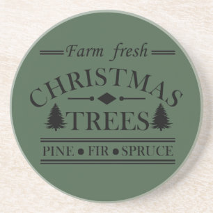 Modern Farm Fresh Christmas Pine Trees Coaster