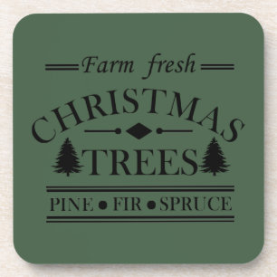 Modern Farm Fresh Christmas Pine Trees Coaster