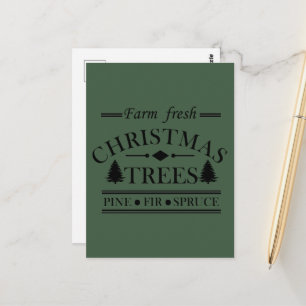Modern Farm Fresh Christmas Pine Trees Postcard