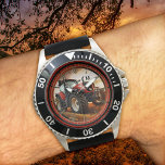 Modern Farmer Tractor Watch<br><div class="desc">Watch featuring a modern tractor design with optional classic style hour indication. You can customise or delete the monogram.</div>