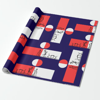 Modern Farmers In Sunset - set in Dark Blue  Wrapping Paper