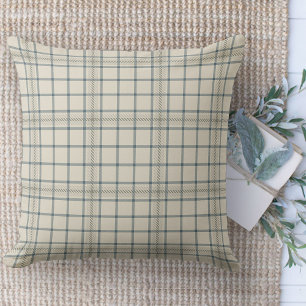 Modern Farmhouse Beige And Blue Plaid Couch Cushion