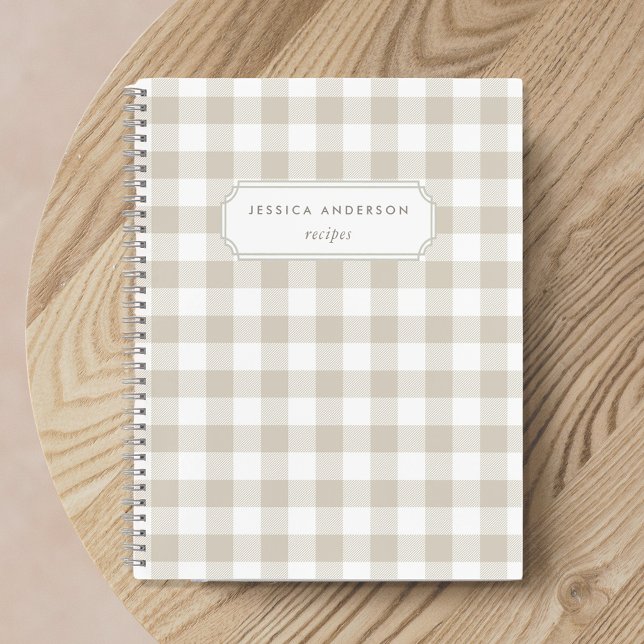 Modern Farmhouse Beige Buffalo Check Recipe Notebook (Creator Uploaded)
