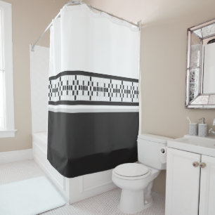 Modern Farmhouse Black and White Classy Shower Curtain