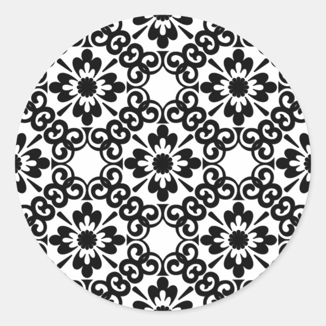 MODERN FARMHOUSE BLACK AND WHITE TILE CLASSIC ROUND STICKER (Front)