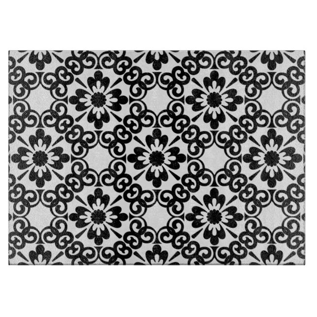 MODERN FARMHOUSE BLACK AND WHITE TILE CUTTING BOARD (Front)