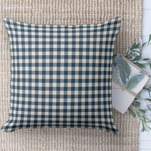 Modern Farmhouse Blue And White Gingham Couch Cushion