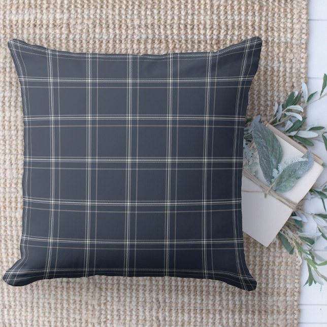 Modern Farmhouse Blue And White Plaid Couch Cushion (throw pillow farmhouse pillows country plaid throw pillow  blue)