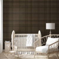 Modern Farmhouse Brown Plaid Rustic Lodge Cabin