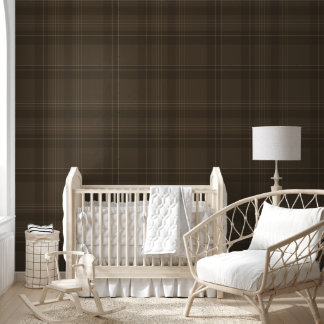 Modern Farmhouse Brown Plaid Rustic Lodge Cabin  Wallpaper