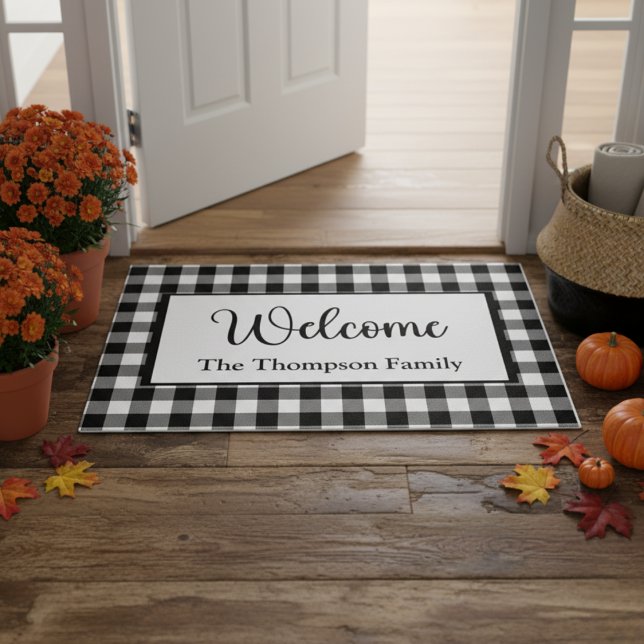 Modern Farmhouse Buffalo Plaid Welcome Doormat (Modern Farmhouse Buffalo Plaid Welcome Doormat)