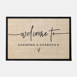 Modern Farmhouse Burlap Grandma & Grandpas Welcome Doormat