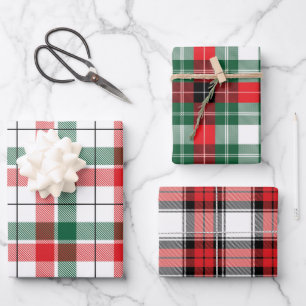 Modern Farmhouse Charm Classic Christmas Plaid Wrapping Paper Sheet