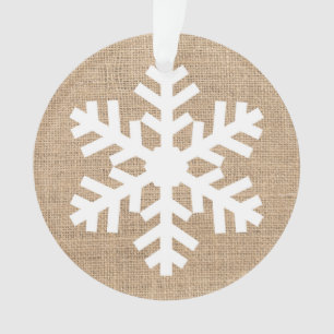 Modern Farmhouse Christmas Snowflake Rustic Burlap Ornament