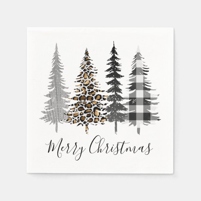 Modern Farmhouse Christmas Trees Napkin (Front)