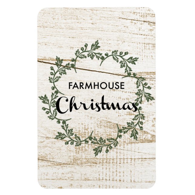 Modern Farmhouse Christmas Wreath Rustic Wood Magnet (Vertical)