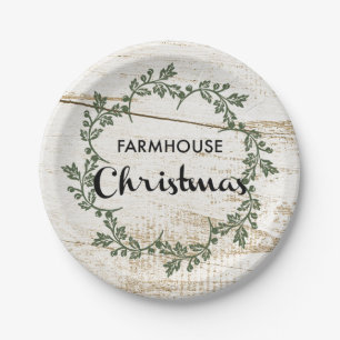 Modern Farmhouse Christmas Wreath Rustic Wood Paper Plate