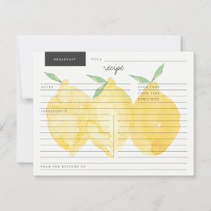 Modern Farmhouse Classic Yellow Lemon Recipe Card