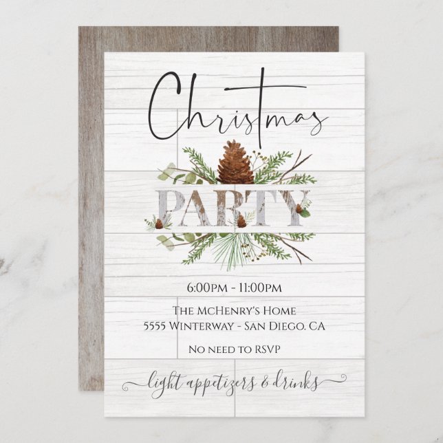 Modern Farmhouse Country Christmas Party Invitation (Front/Back)