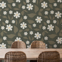 Modern Farmhouse Daisy Dark Olive Sage Floral