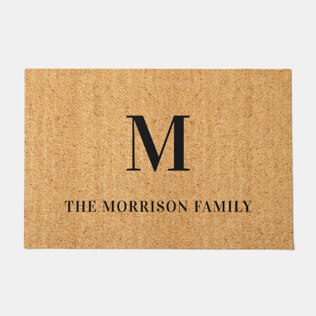 Modern Farmhouse Family Monogram Doormat (Front)