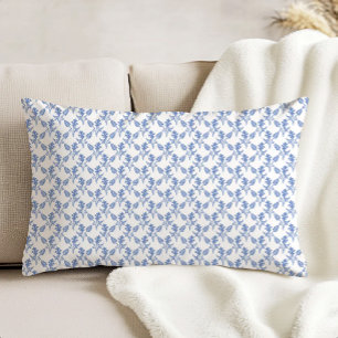 Modern Farmhouse Floral Pattern Cornflower Blue Decorative Cushion