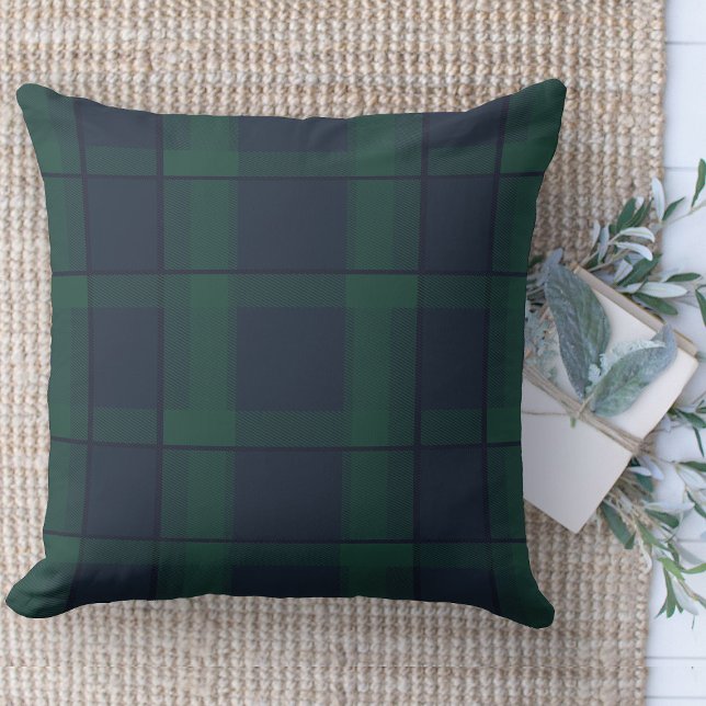 Modern Farmhouse Green And Blue Plaid Couch Cushion (throw pillow farmhouse pillows country navy blue and forest green plaid throw pillow )