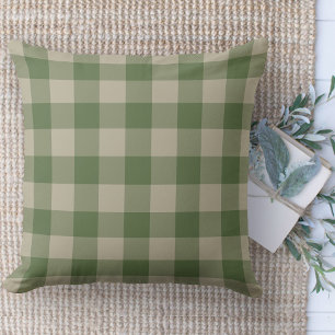 Modern Farmhouse Green & Beige Buffalo Plaid Cushion
