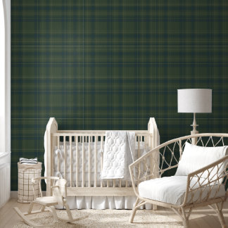 Modern Farmhouse Green Plaid Rustic Lodge Cabin  Wallpaper
