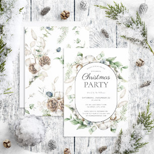Modern Farmhouse Greenery Christmas Party Invitation