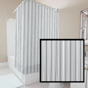 Modern Farmhouse Grey & White Ticking Stripes Shower Curtain