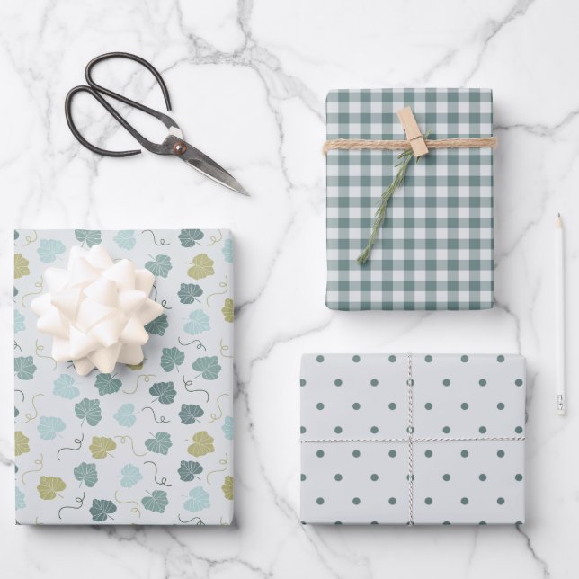 Modern farmhouse holiday green  wrapping paper sheet (Front)