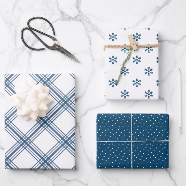 Modern Farmhouse holiday wrapping paper - navy (Front)
